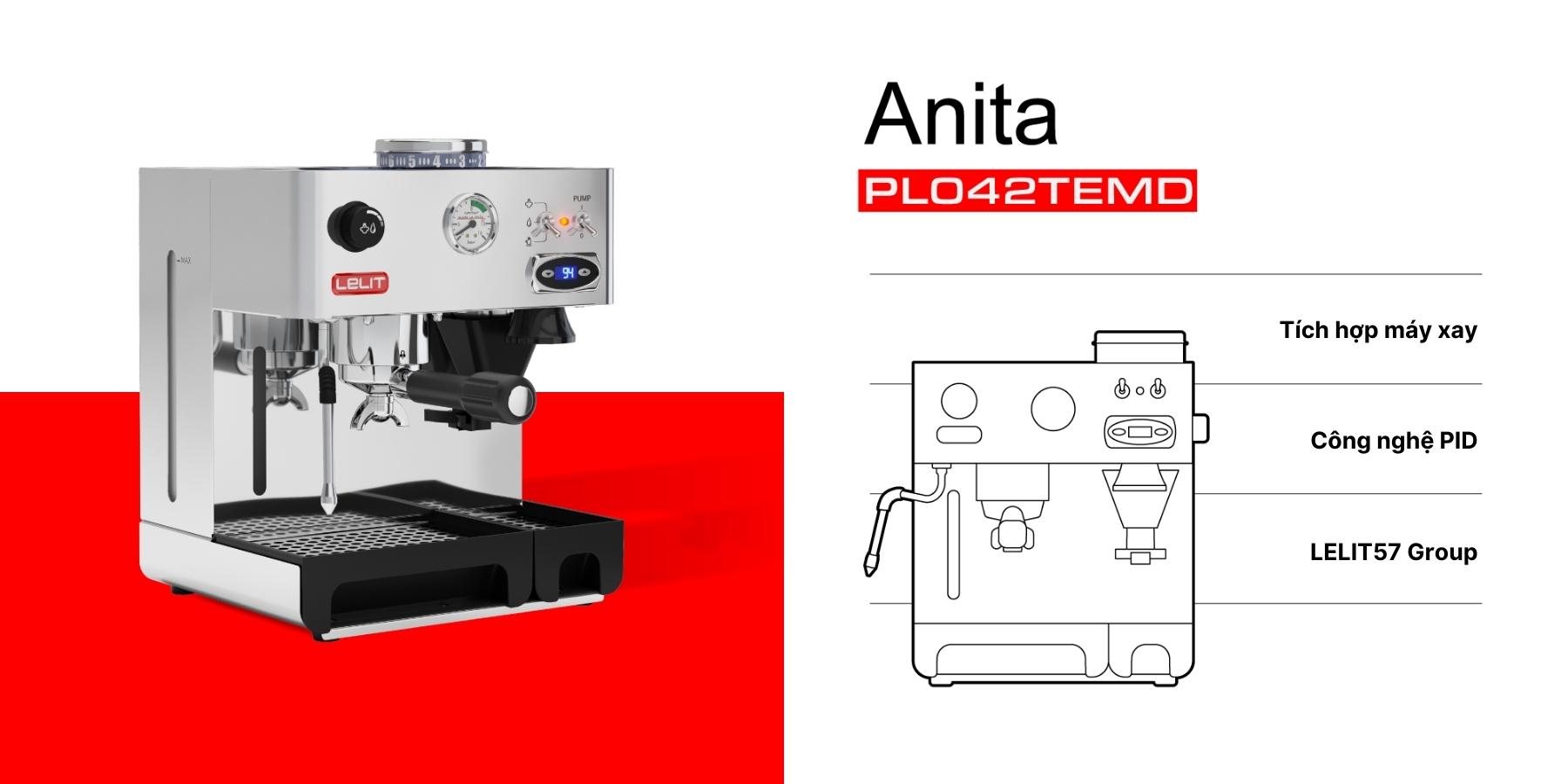 Lelit Anita PL042TEMD tích hợp máy xay tiện lợi cùng nhiều tính năng tuyệt vời khác